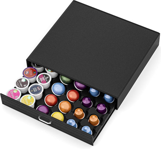 SZQINJI K Cup Holder Drawer 30 Pods Capacity Coffee Pod Holder Black