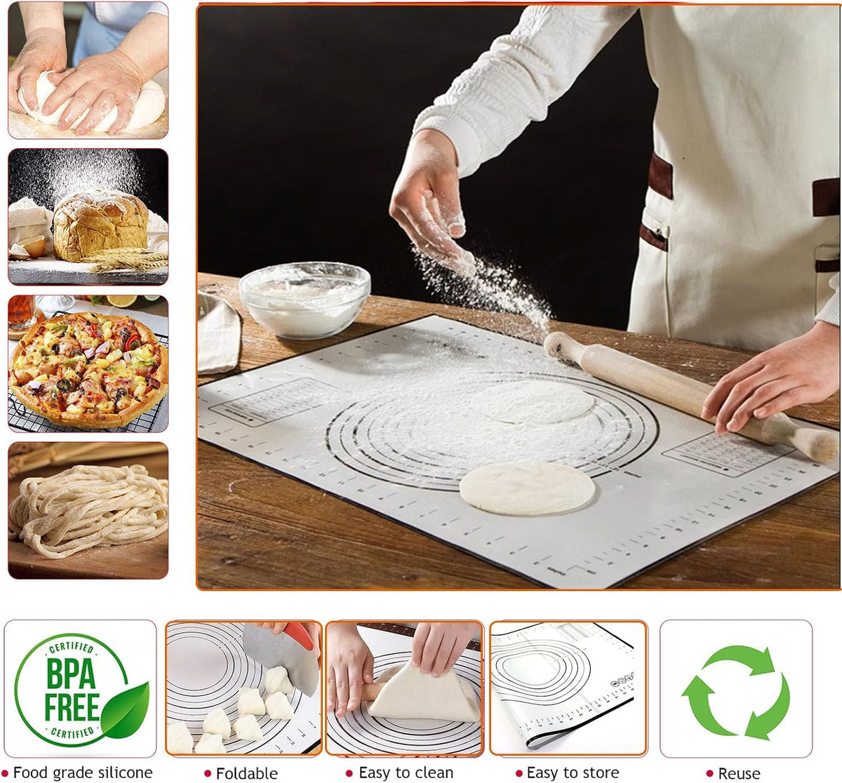 Adjustable Rolling Pin 19 Set and Silicone Baking Pastry Mat Set,Thickness Rings,Dough Roller &amp; Steel Cutter&amp; 6 Cookie Molds &amp; Cake Molds for Baking Dough Stainless Steel Dough Roller, Pizza, Pie