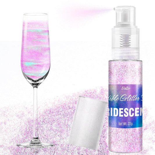 Iridescent Edible Glitter Spray - 22g Edible Luster Dust Metallic Food Grade Glitter for Drinks, Cake Decorating, Baking -
