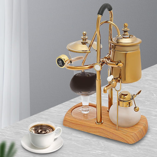 400ML Coffee Maker Belgian Luxury Royal Family Balance Syphon Coffee Maker Belgium Siphon Brewer Elegant Design Retro-Style Gravity Vintage Coffee Maker Vacuum Brewing System Copper