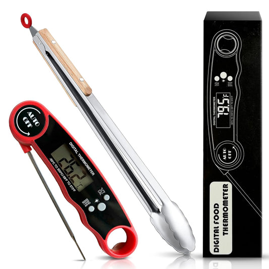 Meat Thermometer Digital Wireless with Cooking Tongs for Cooking & Grilling - Ultra-Fast Waterproof Food Thermometer with