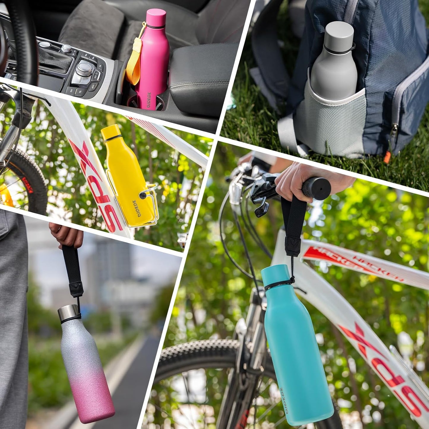 BJPKPK Insulated Water Bottles, 25 oz Stainless Steel Metal Water Bottle with Strap, BPA Free Leak Proof Thermos, Mugs, Flasks, Reusable Water Bottle for Sports & Travel, Forest Green