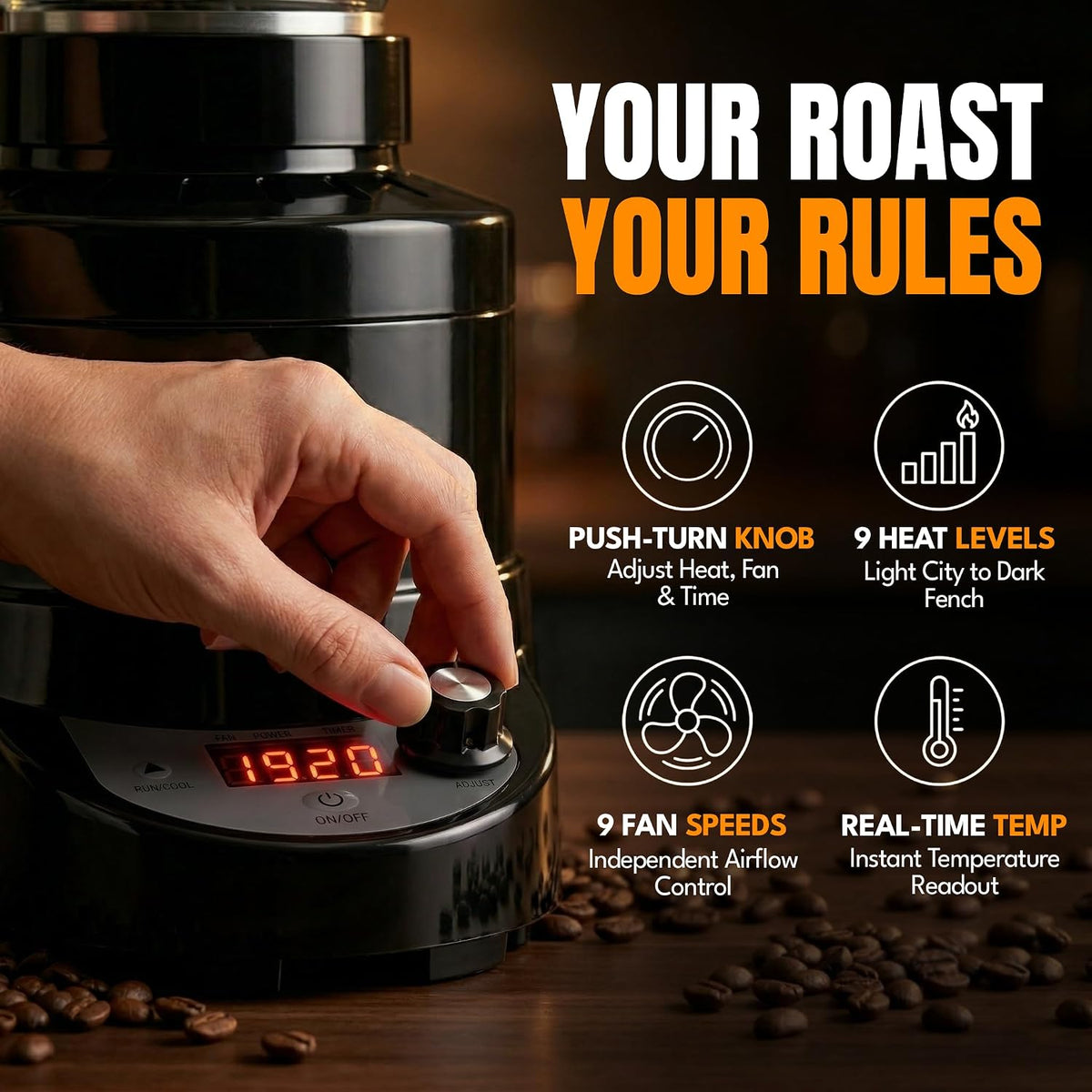 SR540 Automatic Coffee Bean Roaster | Roast Coffee At Home | Variable Heat Settings | Convection Fan Control | Digital Status Display | Speed Roasting System | The Freshest Roast On Earth