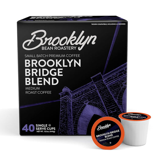 Brooklyn Beans Brooklyn Bridge Blend Gourmet Coffee - Compatible with Keurig 2.0 K Cup Brewers, 40 Count, Rich and Bold