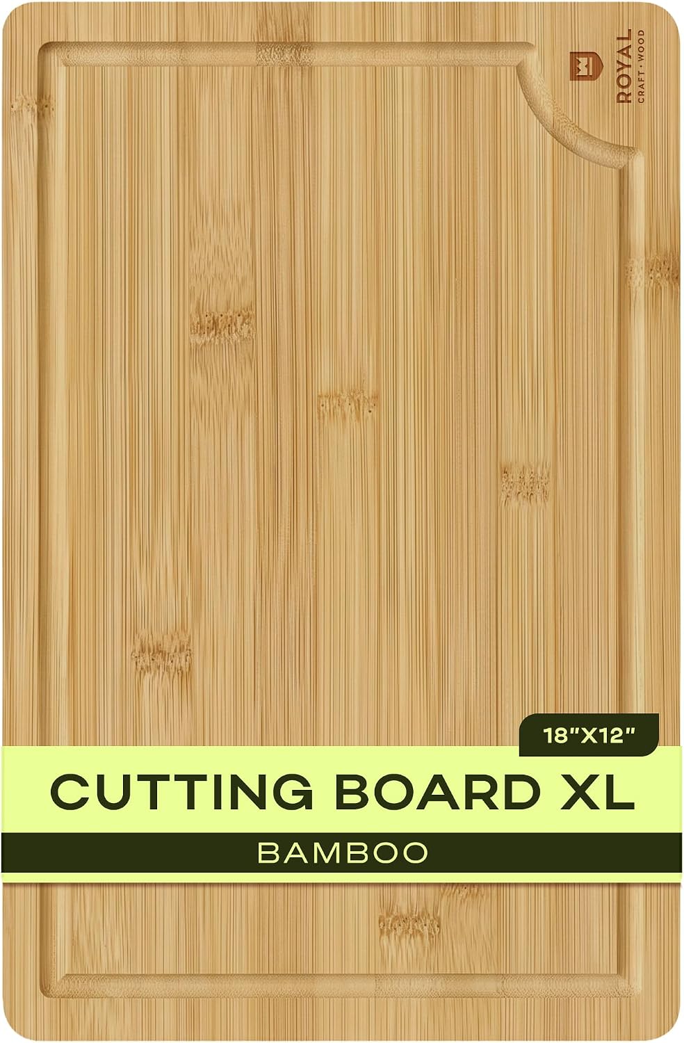 ROYAL CRAFT WOOD Wooden Cutting Boards for Kitchen Meal Prep &amp; Serving - Bamboo Wood Serving Board Set with Deep Juice Groove Side Handles - Charcuterie &amp; Chopping Butcher Block for Meat