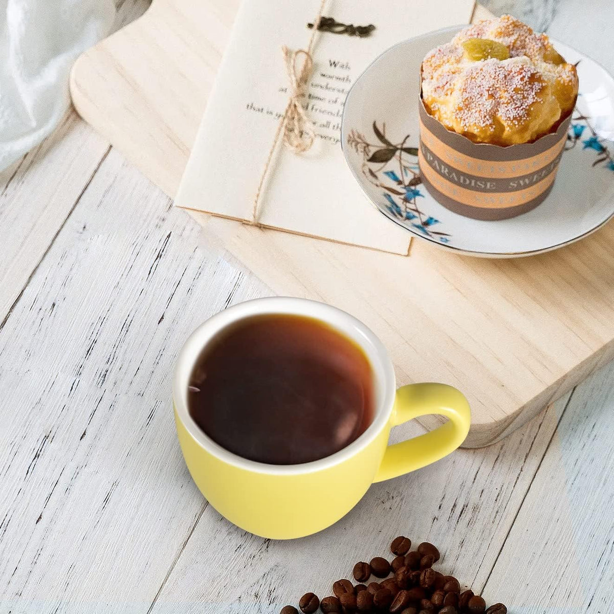 homEdge Mini Procelain Espresso Cup, 3 Ounces / 90 ml Tiny Coffee Mugs Demitasse for Espresso, Tea- Yellow