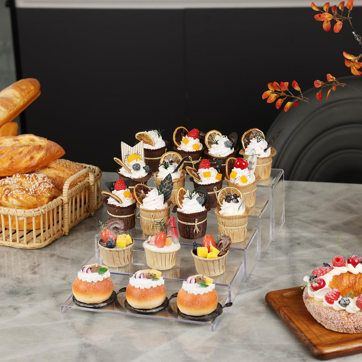 Goabroa12" Large Display Risers, 10 Pcs Rectangular Clear Display Stands | Display Shelves for Funko Pop Figures, Cupcake Stands, Dessert, Collection, Vendor Events