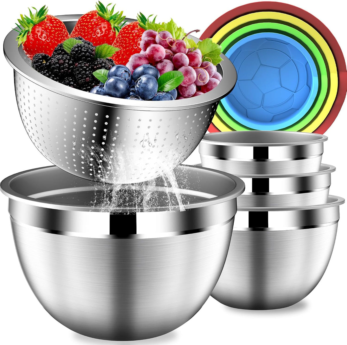 DUTZUN Colorful Mixing Bowls with Strainer