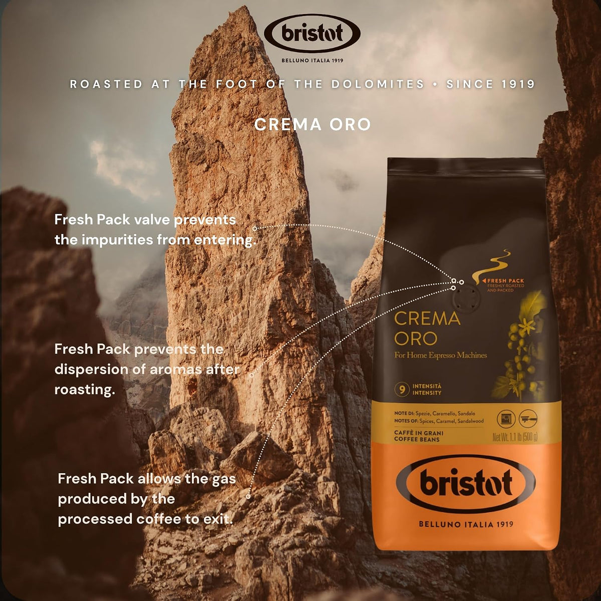 Bristot Crema Oro Italian Whole Espresso Beans
