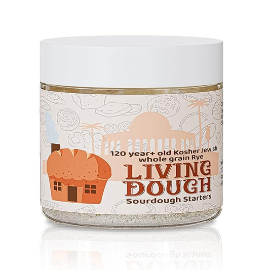 Living Dough - 120+ Year Old Jewish Whole Grain Rye Sourdough Starter Culture - Active & Live Organic Sourdough Starter for