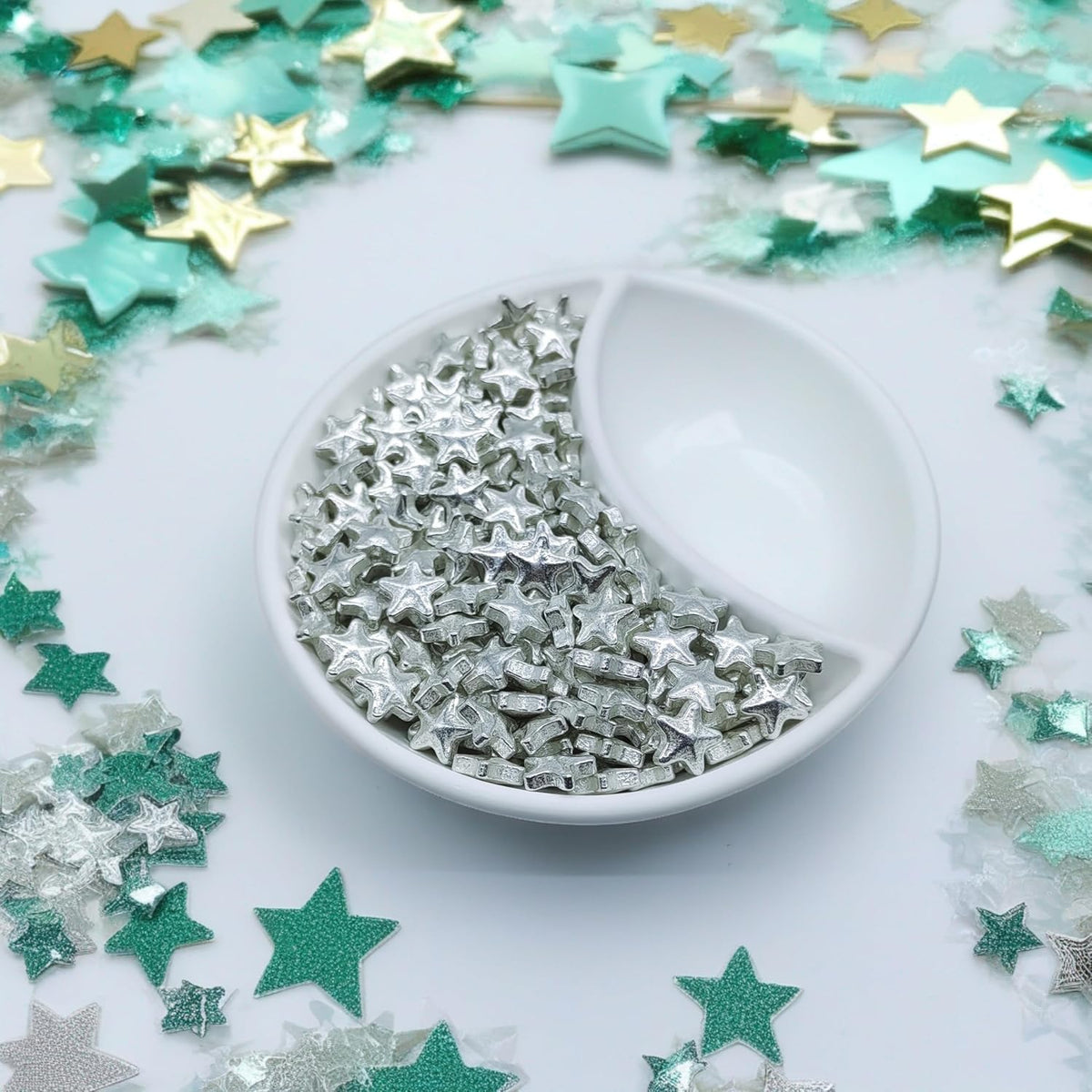 10mm Sliver Stars Sprinkles Edible Stars Cake Decorating Stars Cake Decorations Cupcake Toppers Cookie Decorating Perfect for Cakes,Cupcakes,Desserts Toppings 3OZ