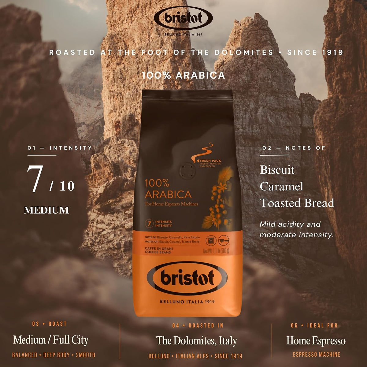 Bristot 100% Arabica Italian Espresso Beans
