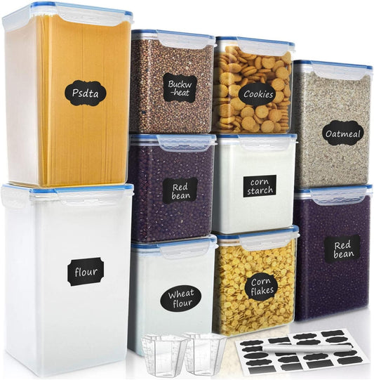 VERONES Large Tall Airtight Food Storage Containers, 10 PACK Plastic Airtight Kitchen & Pantry Organization, Ideal for Flour