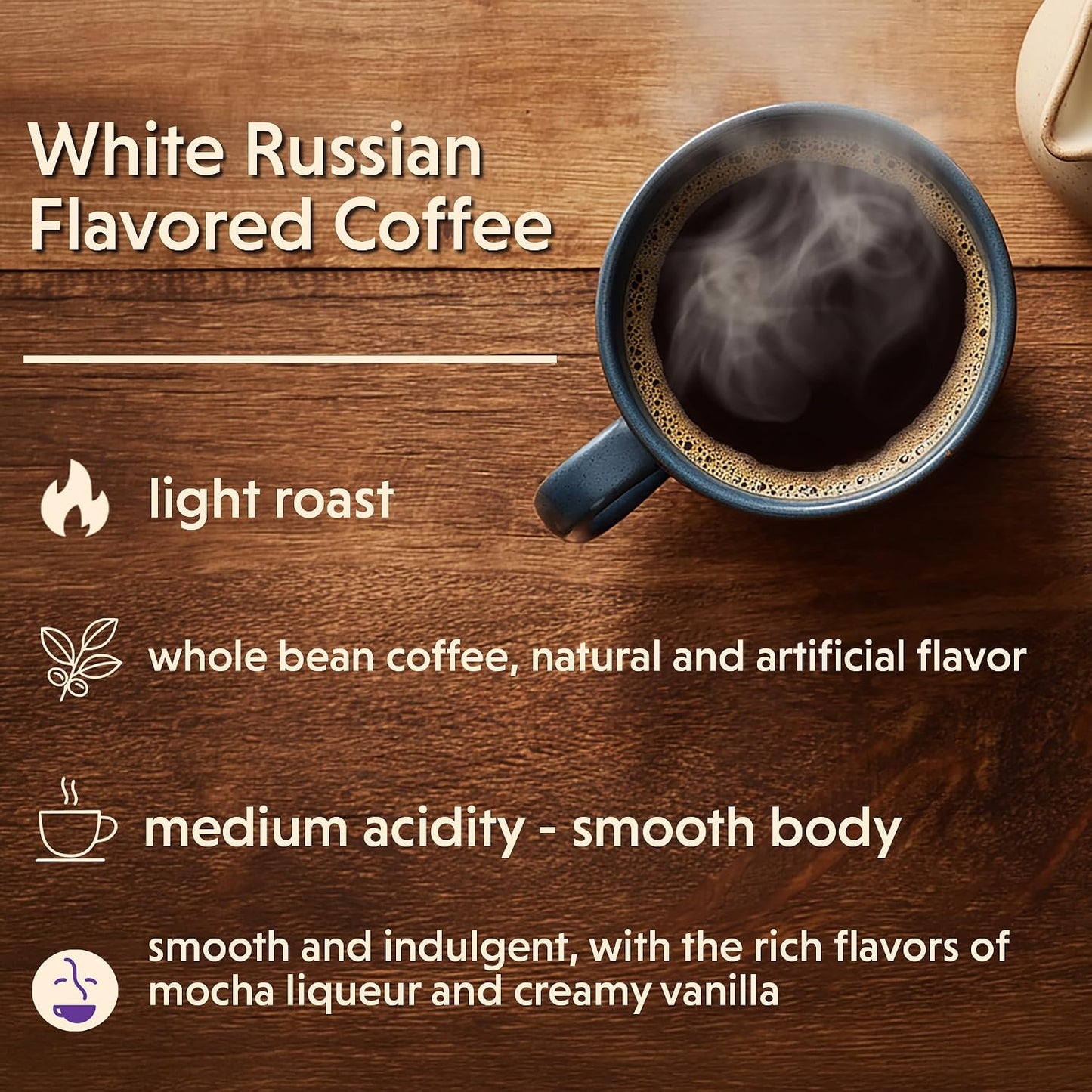 Coffee Bean Direct White Russian Flavored, Whole Bean, 5lb Bag | Light Roast, Gourmet Flavored Coffee Beans