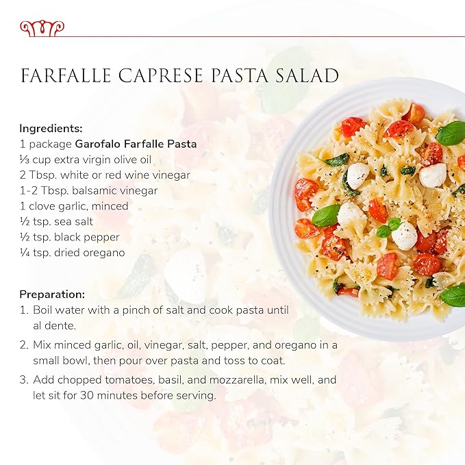 Garofalo - Premium Durum Wheat Semolina Farfalle Pasta, Italian Made, Bronze-Drawn, Al-Dente, One-Ingredient Pasta (4 pack)