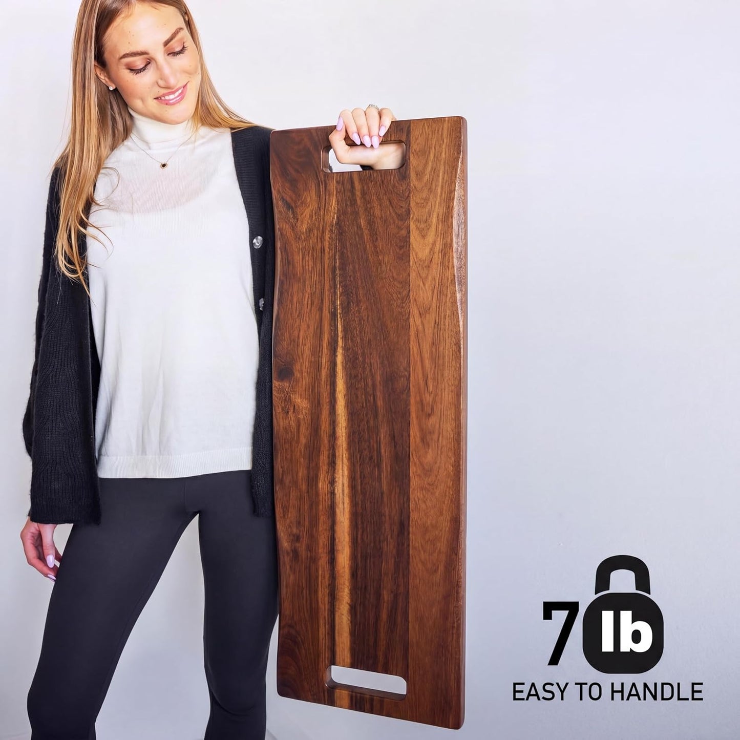 Extra Large Charcuterie Board Acacia, Reversible Long Wooden Tray | 36 x 12 Inch Premium Non toxic Acacia Wood Tray, Large Charcuterie Boards for Party, Long Cutting Board