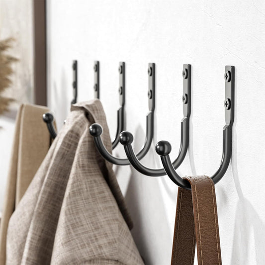 6 Pack Wall Hooks，Metal Hooks Hold up to 45 Lbs，Hooks Wall Mount for Hanging Towel/Coat/Bag/Keys/Cups，Ideal for