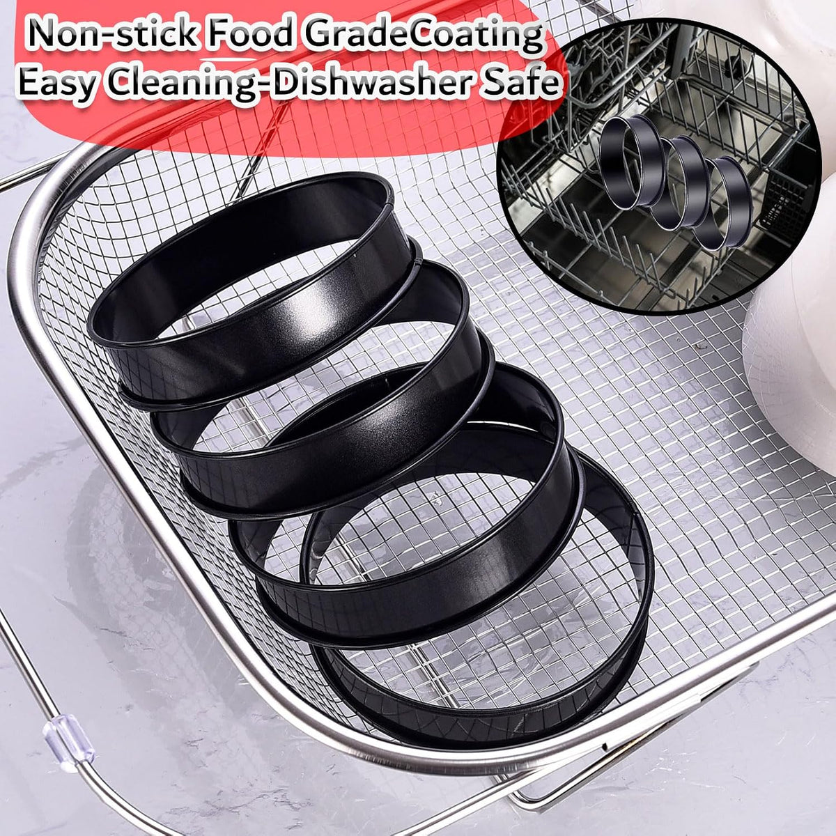 DATANYA 16Packs Crumpet Rings NONSTICK English Muffin Rings 4 Inch - Stainless Steel Double Rolled Tart Rings Upgrade Round Metal Cooking Pastry Ring Molds for baking