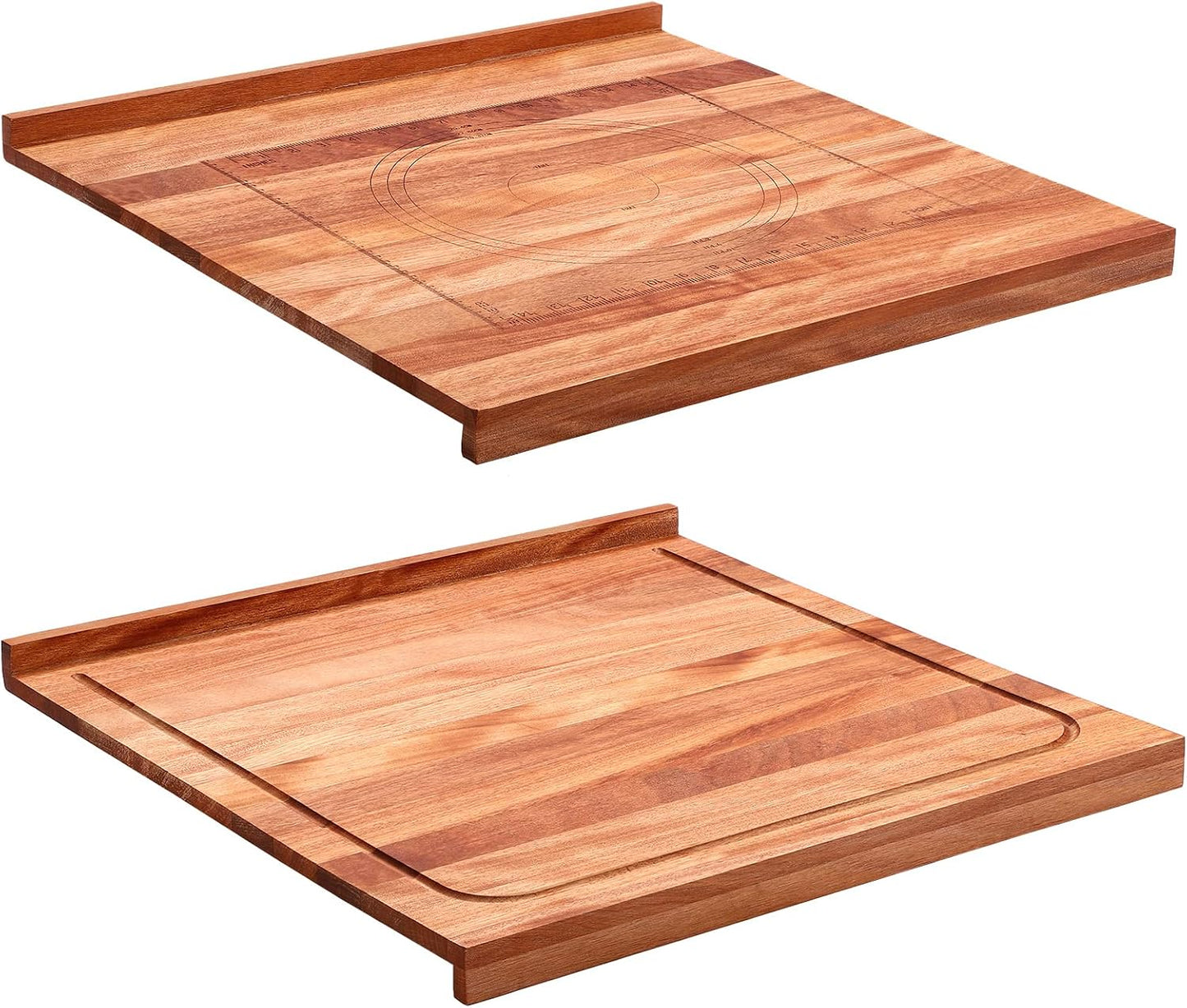 Vesici Walnut Pastry Board with Lip for Rolling Dough 24" x 22.8" x 1.5" Large Wooden Cutting Chopping Kneading Board with Engraved Measurements for Counter Tabletop Kitchen