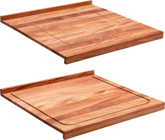 Vesici Walnut Pastry Board with Lip for Rolling Dough 24" x 22.8" x 1.5" Large Wooden Cutting Chopping Kneading Board with Engraved Measurements for Counter Tabletop Kitchen