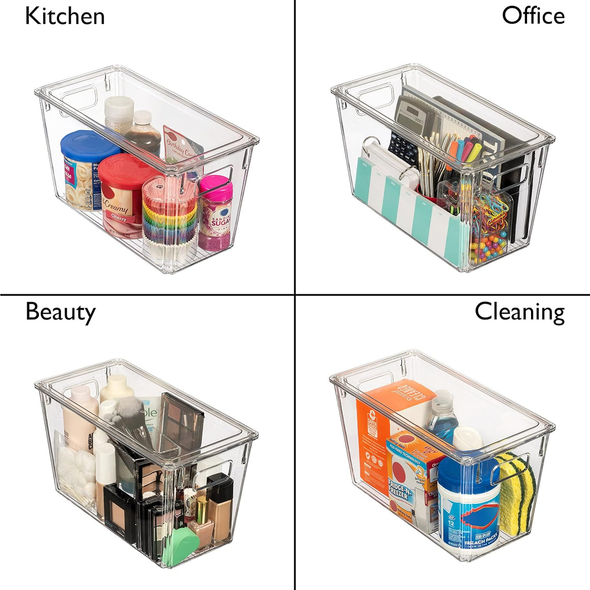 ClearSpace Plastic Storage Bins with Lids for Pantry &amp; Fridge, 4 Pack