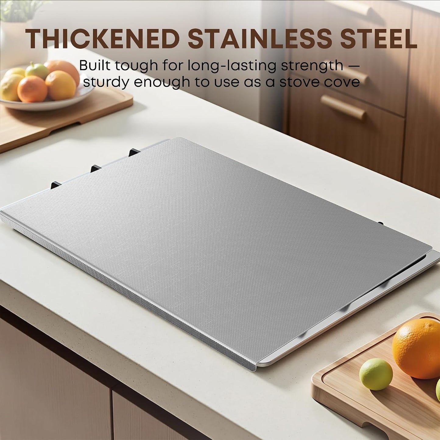 KORVOS Stainless Steel Cutting Board, 304 Stainless Steel Cutting Boards for Kitchen, Upgraded Anti-Scratch &amp; Anti-Slip Surface, Large Metal Board for Meat Fruits Vegetables Baking, 23.6" x 19.6"