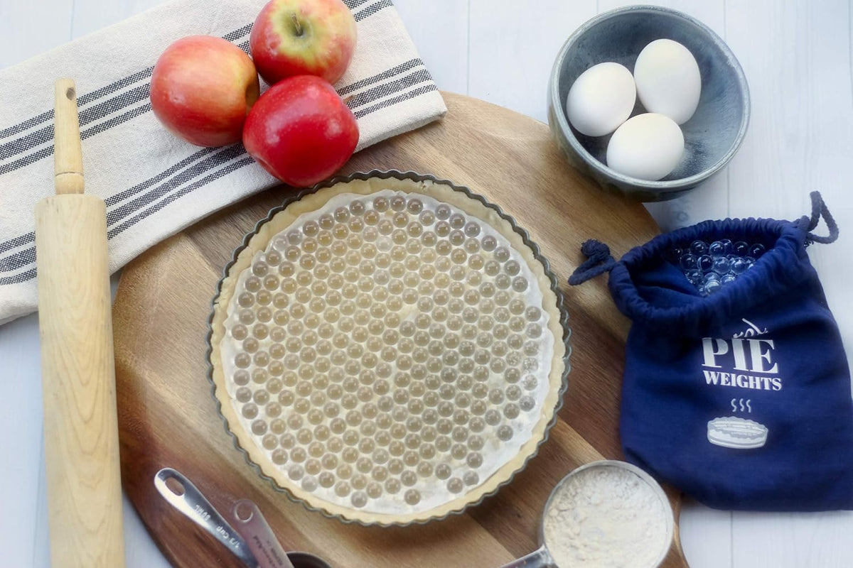 Glass Pie Weights for Baking Crust - Non-Porous, BPA and Dust Free Borosilicate Glass Pie Crust Weights - Heat, Freezer, and Food Safe - Storage Bag Included (2.5 LB)