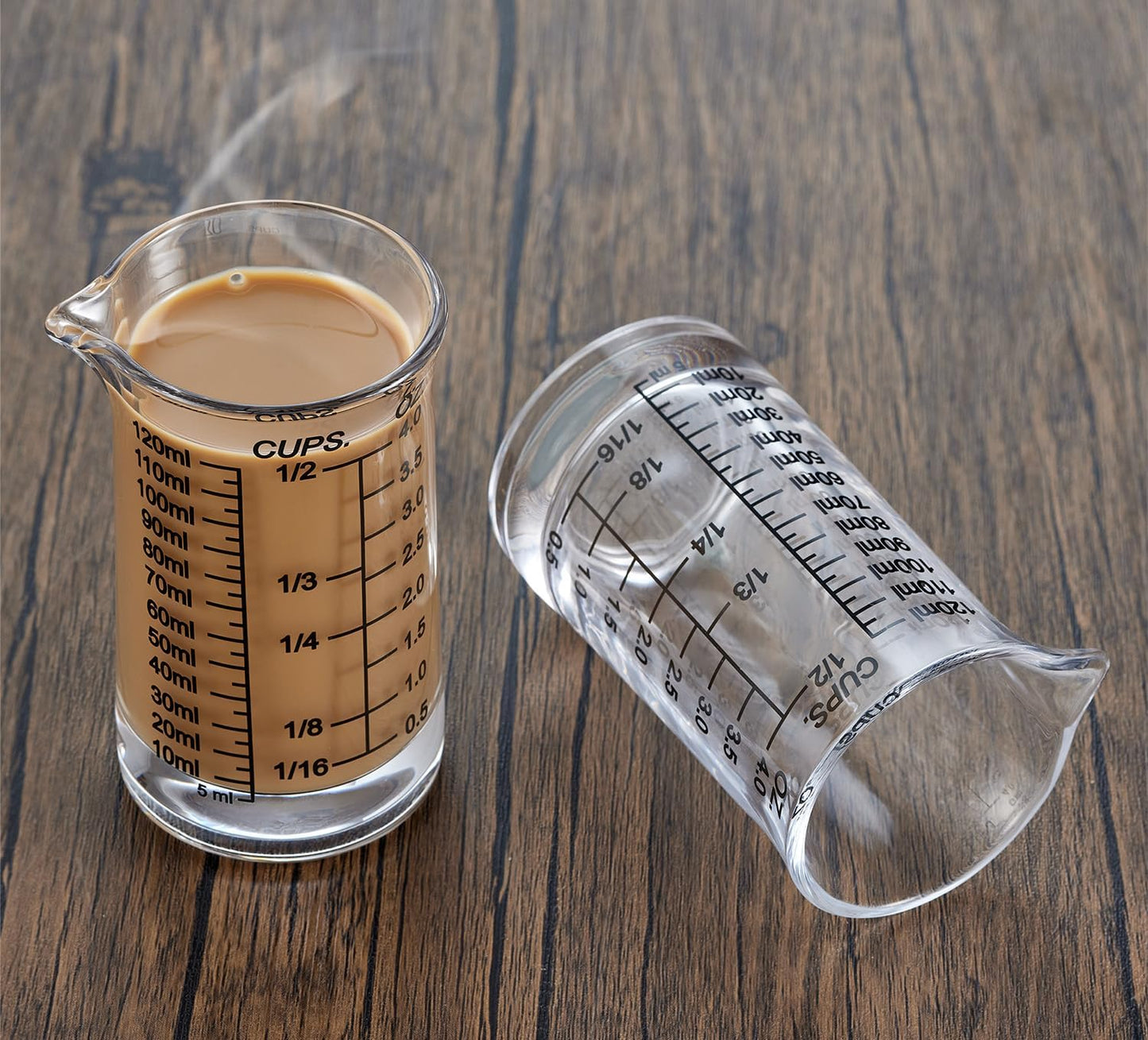 Ackers 4oz Glass Measuring Cup – Shot Glass with Ounce,Ml,Cups Markings for Kitchen &amp; Bar(Pack of 2)