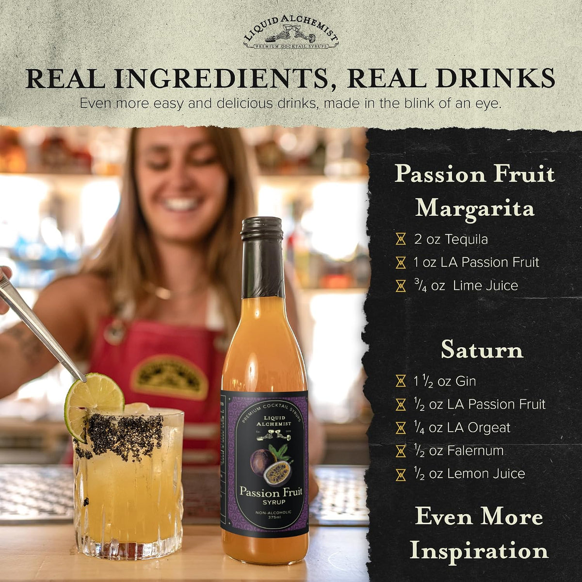 Liquid Alchemist Passion Fruit Syrup for Drinks, Made with Real Ingredients | 12.7oz, 1 Pack
