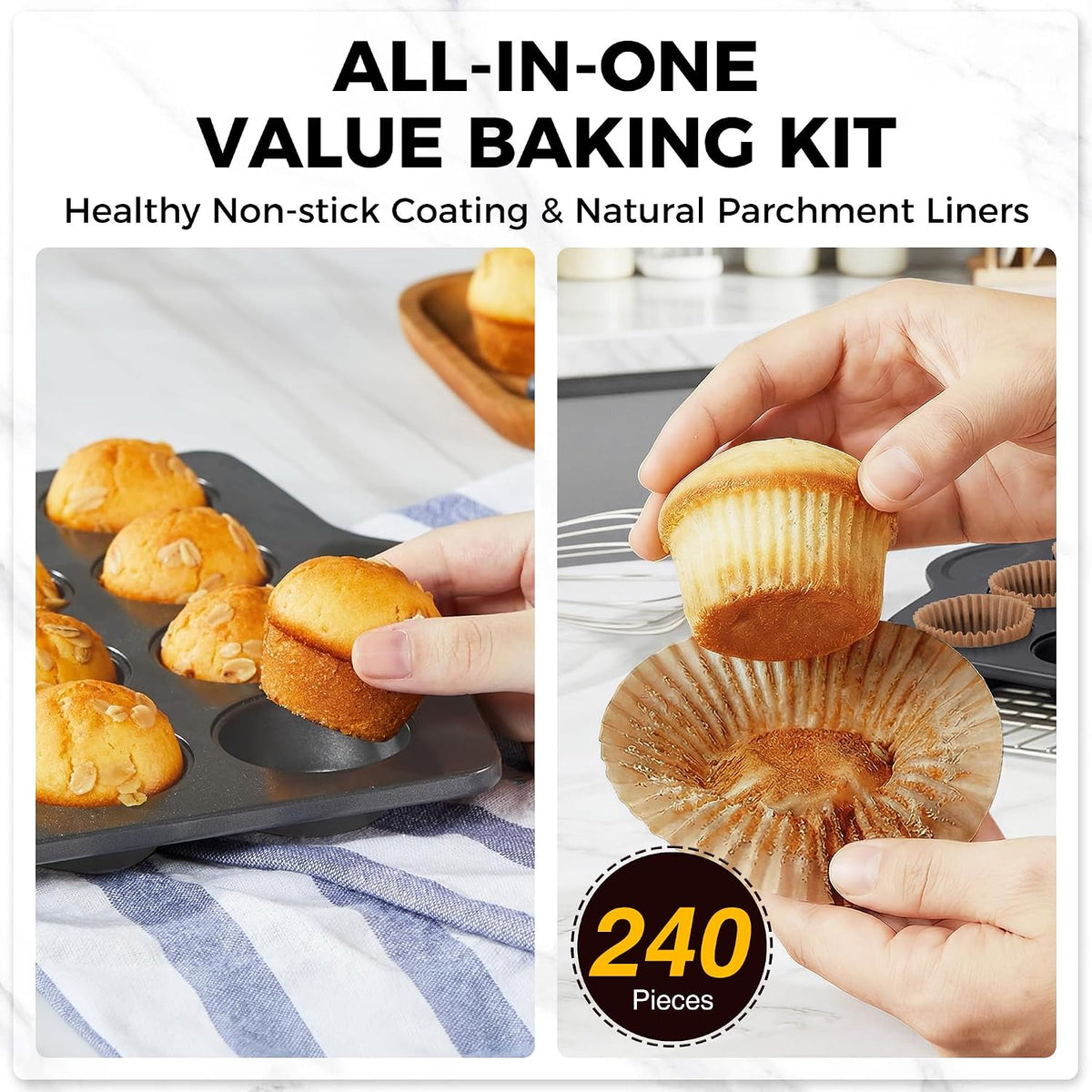 HONGBAKE Mini 24 Ceramic Muffin Pan Set