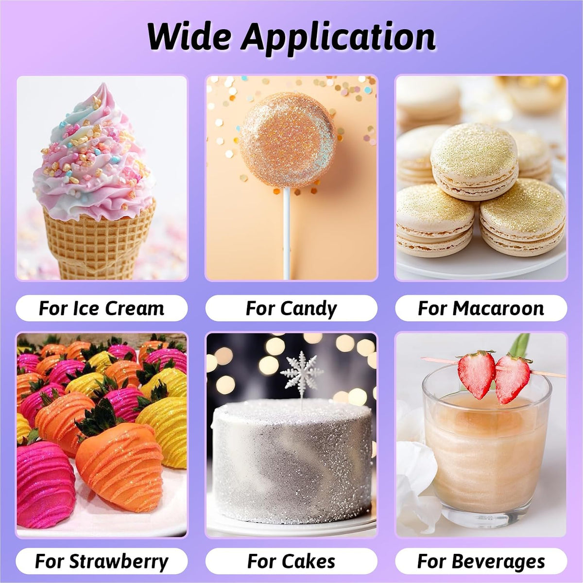 Edible Glitter - 8 Colors Luster Dust Edible Set for Drinks, Food Grade Edible Glitter Dust for Cake Decorating, Cocktail, Fondant, Strawberries, Candy, Cookie, Chocolate, Vegan and Gluten Free - 5g/bottle