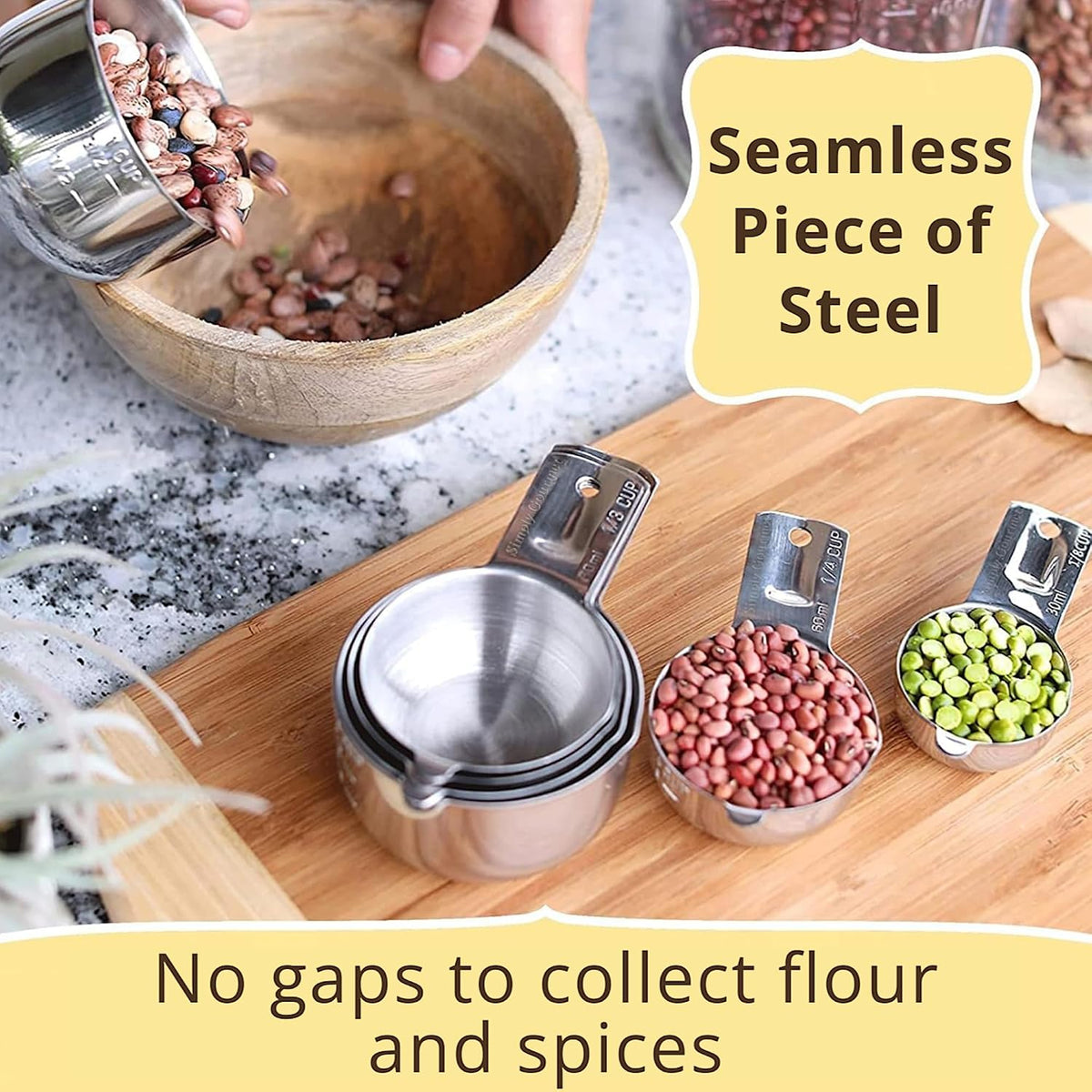 Simply Gourmet Measuring Cups &amp; Spoons Set of 12, 18/08 Stainless Steel Kitchen Gadgets, Stackable Design with Long Handle Spoons, Fits in Spice Jars, Cooking &amp; Baking Set for Dry &amp; Liquid