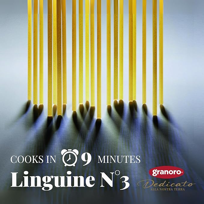 Granoro Dedicato Linguine #3 - Authentic Italian Pasta, Made from 100% Puglia Durum Wheat Semolina, Non-GMO, Vegan, 1 lb Bags (Pack of 2)