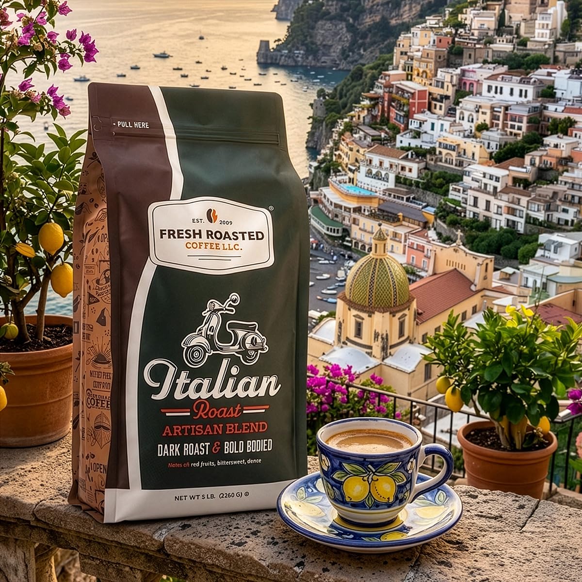Fresh Roasted Coffee, Italian Roast Whole Bean Coffee, Dark Roast, Kosher, 30 lb (480 oz)
