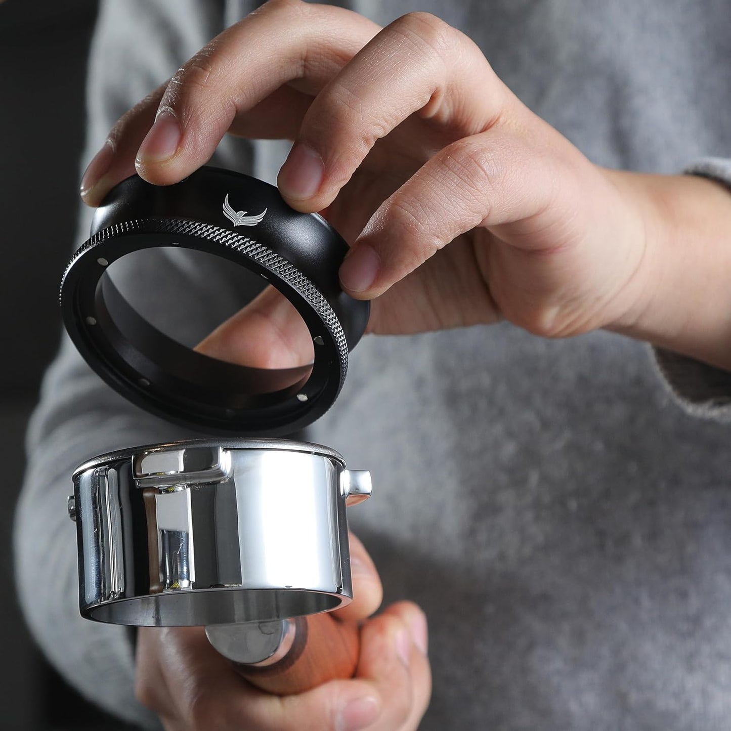 58mm Espresso Must Haves Tools Portafilter Funnel, Self Leveling Tamper, Coffee Distributor, Espresso Needle Whisk and Puck Screen