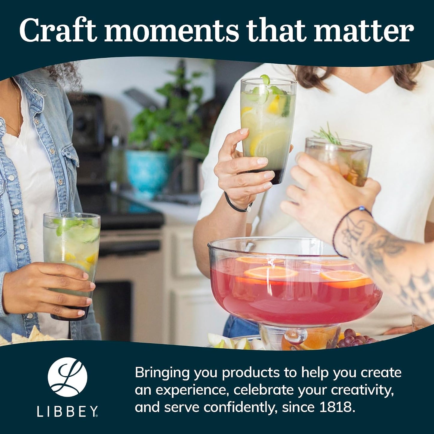 Libbey Classic Tumbler &amp; Rocks Drinking Glasses Set of 16, Clear Glass Cups | 18 oz and 13 oz Capacities for Water, Soda, Cocktails, and More with Smoke-Tinted Bases and Dishwasher-Safe Cleanup