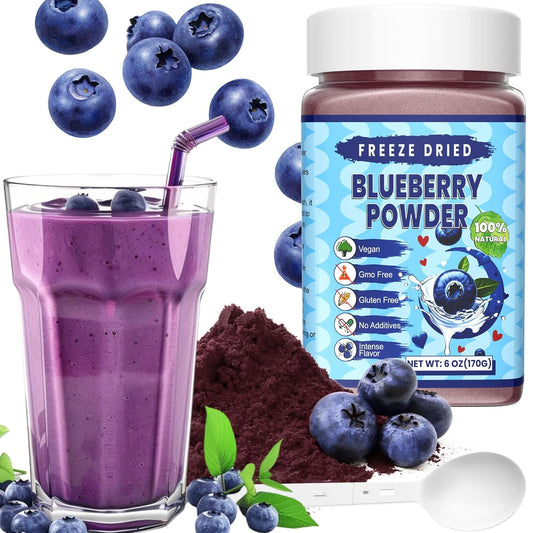Freeze Dried Blueberry Powder - Kiigfood 6 oz/170g Natural Blueberry Powder Fruit Powder, Organic Blueberry Extract for