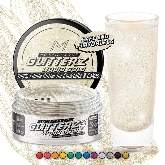 MONÉGASQUE Gold Iridescent Edible Glitter for Drinks 10g – Liquid Gold Edible Glitter for Cakes & Cocktails – Halloween