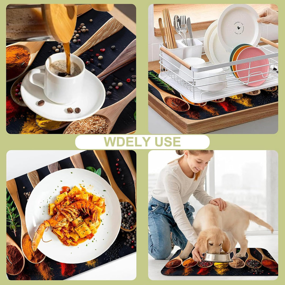 Dish Drying Mat for Kitchen Counter Absorbent Dish Coffee Mat 16"X24"