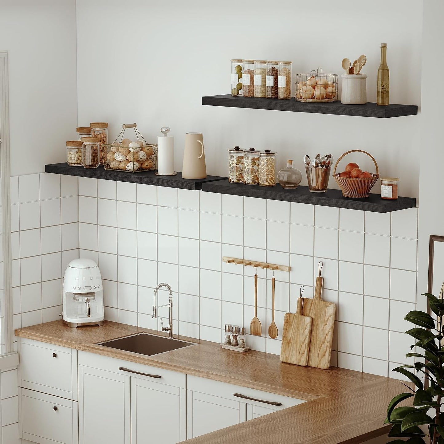 Vivelove Single Floating Shelves 48x10” Set of 1, Black