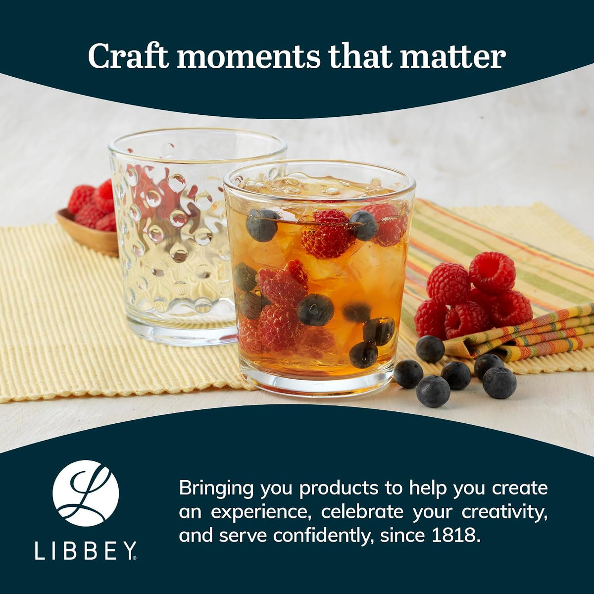 Libbey Awa Polka Dot Tumbler &amp; Rocks Drinking Glasses Set of 16, Glass Cups | 16 oz and 13 oz Capacity Vintage-Inspired Polka Dot Texture for Water, Juice, Cocktails &amp; More, Dishwasher Safe Cleanup
