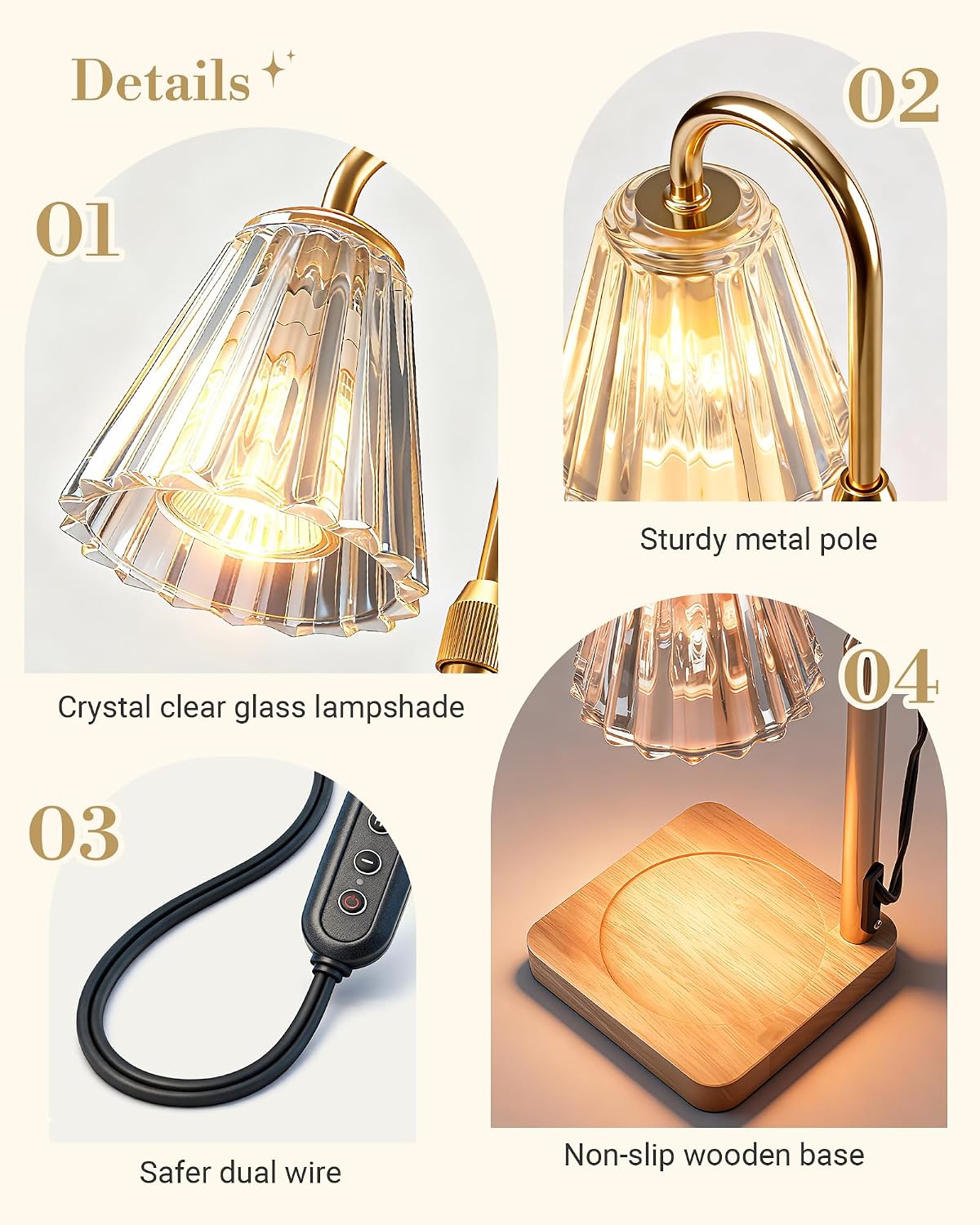 Marycele Candle Warmer Lamps 2 Pack, Electric Lamp with Timer Gifts Decor
