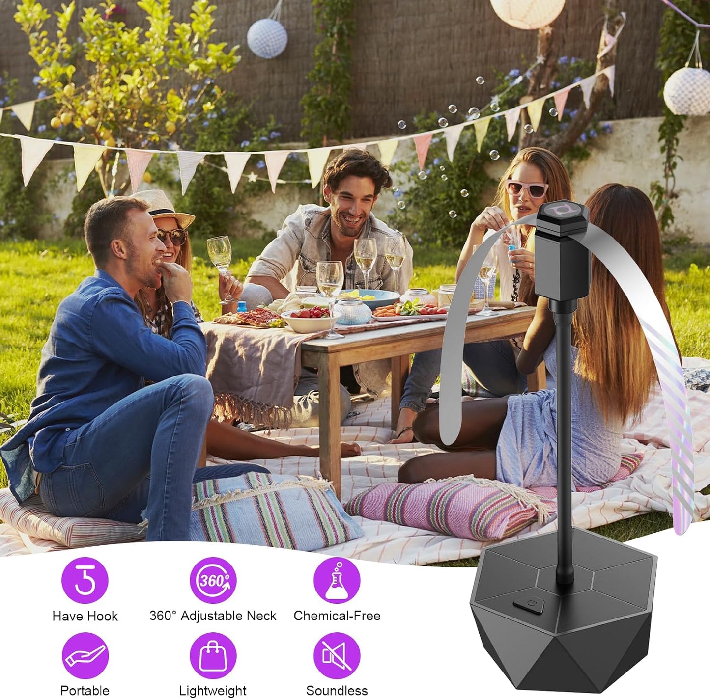 Fly Fans for Tables, Fly Repellent Fan Outdoor Indoor Keep Flies Away, Fly Repellent Fans for Tables with Holographic Bl