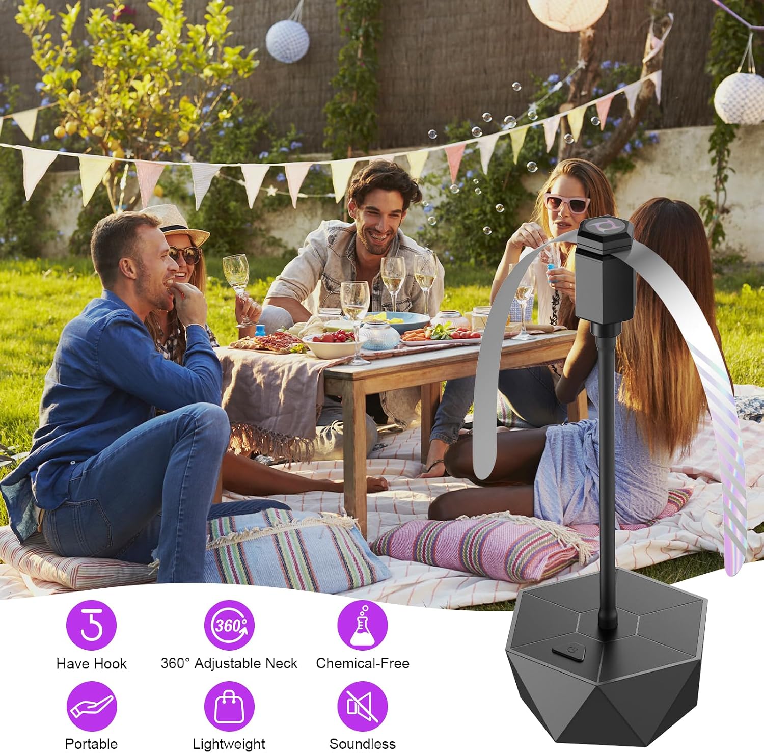 Fly Fans for Tables, Fly Repellent Fan Outdoor Indoor Keep Flies Away, Fly Repellent Fans for Tables with Holographic Bl