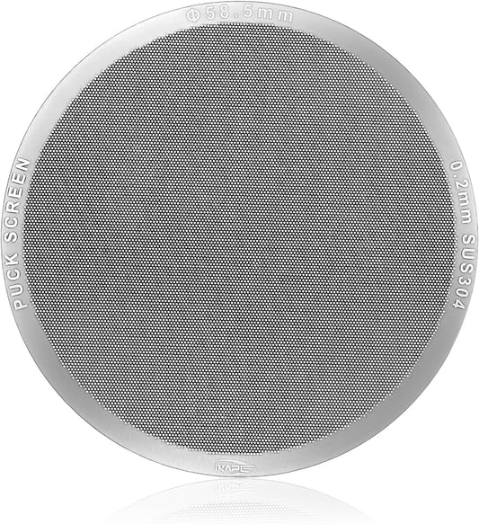 IKAPE 58.5mm Espresso Puck Screen, 0.2mm Thickness, Reusable Metal Ultra-thin & Ultra-light Coffee Filters, Food-grade 316 Stainless Steel Coffee Puck Screen for Espresso Baristas