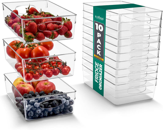Sorbus Fridge Organizers and Storage, Clear Bins (Extra Large, 10 Pack)