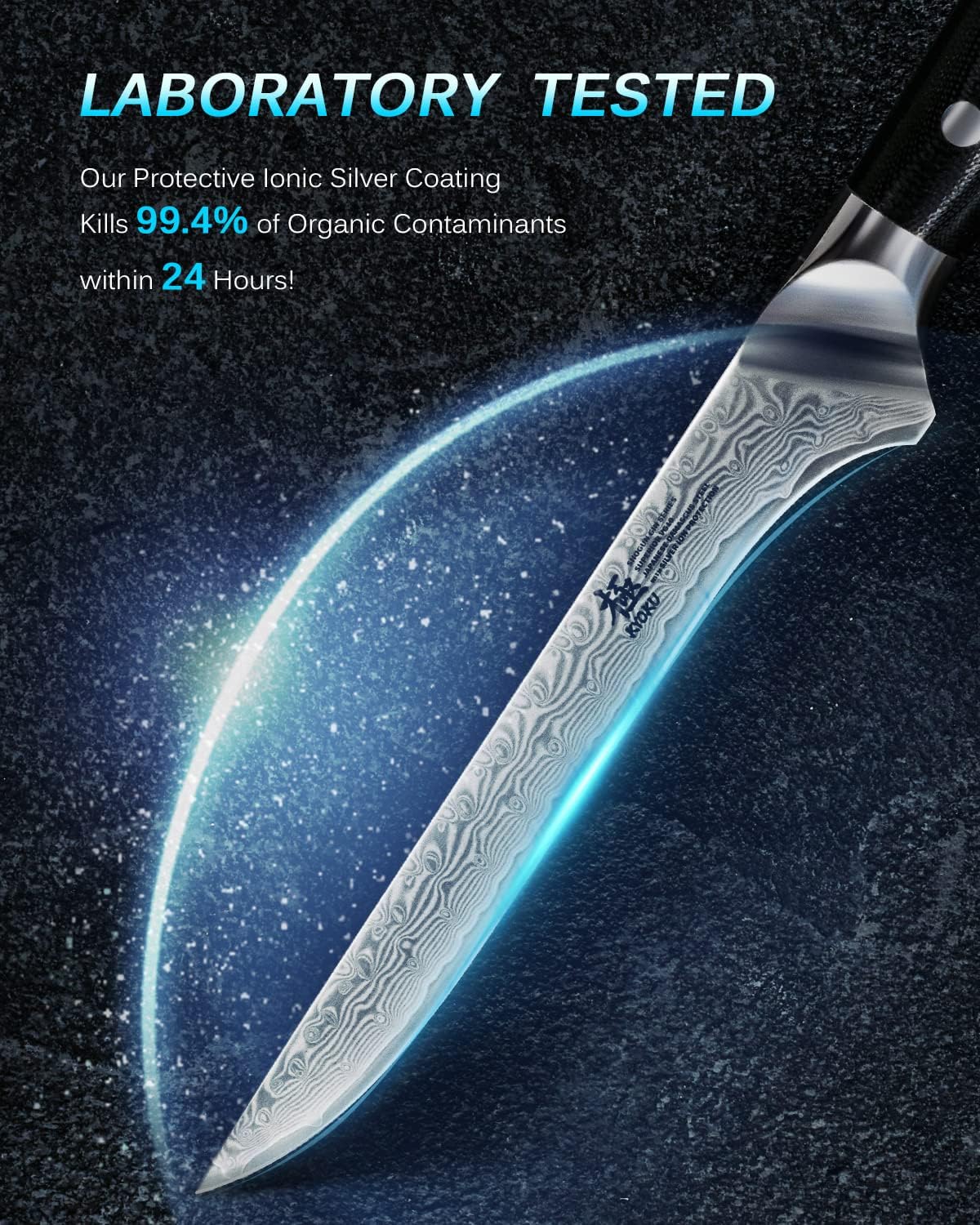 KYOKU Gin Series Boning Knife, 7" Butcher Knife, Japanese VG10 Damascus Stainless Steel Kitchen Knife with Silver Ion Blade G10 Handle Mosaic Pin, Multipurpose Fillet Knife for Meat Fish &amp; More