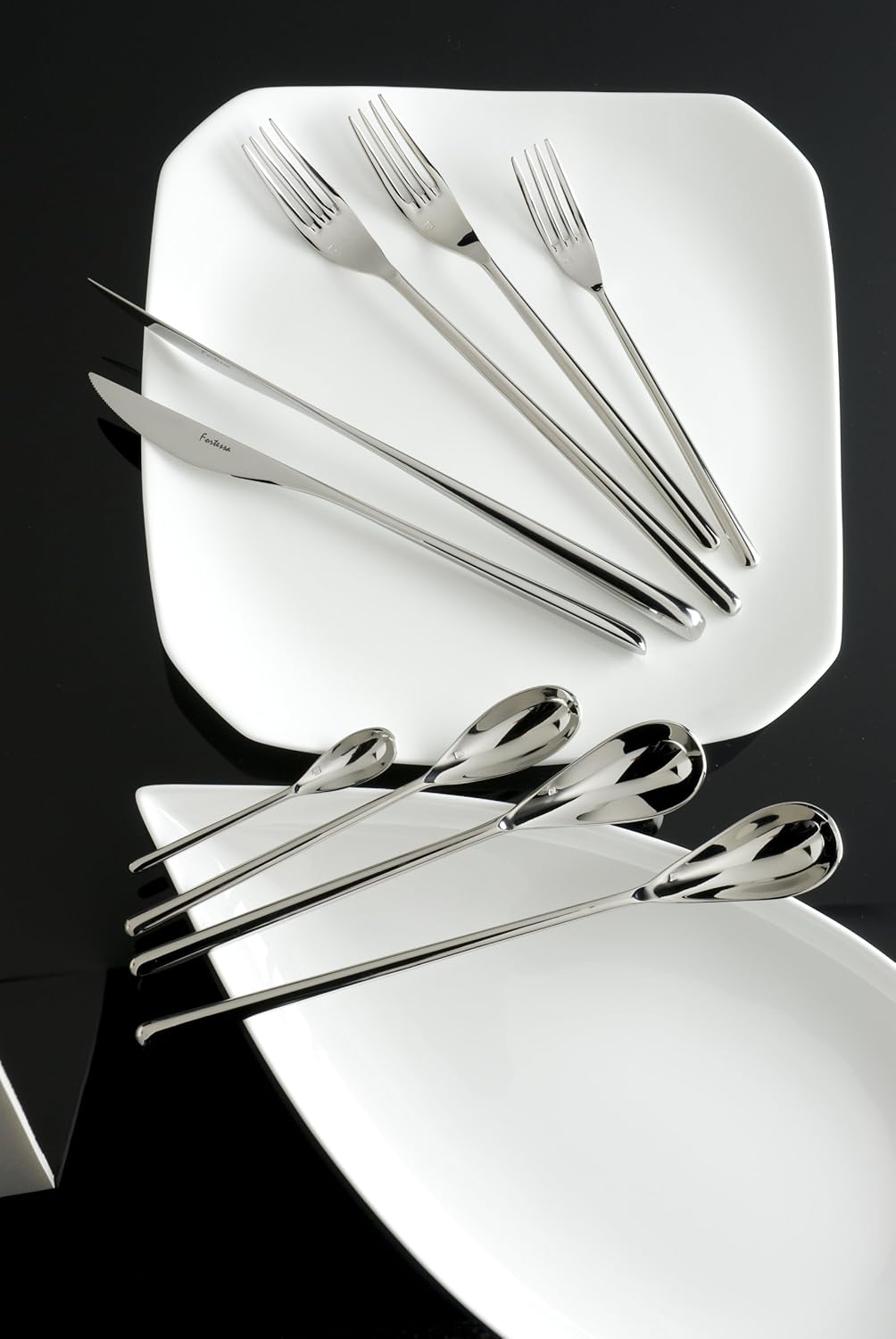 Fortessa Dragonfly 18/10 Stainless Steel Flatware 10-Inch Table Fork, X-Large, Set of 12