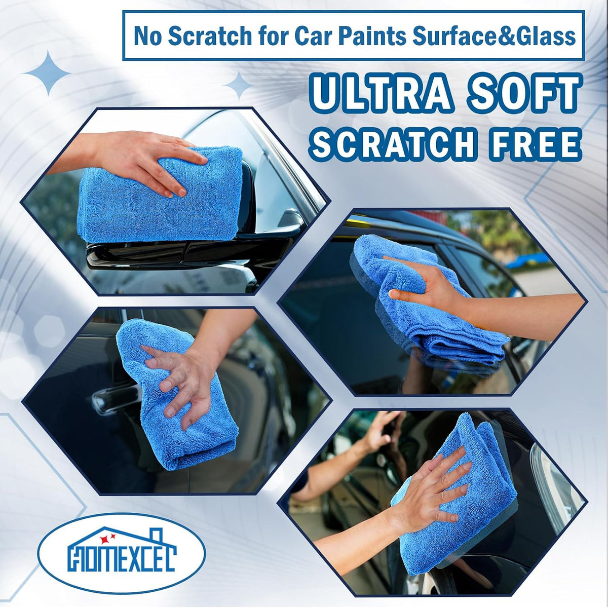 HOMEXCEL Professional Large Microfiber Car Drying Towels 4 Pack, 31" x 24"
