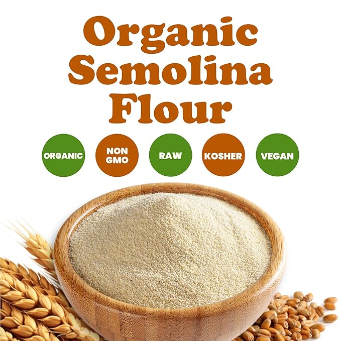 Food to Live Organic Italian Semolina Flour, 2 Pounds - Premium Durum Wheat, Perfect for Pasta and Pizza Dough, Ideal for Authentic Italian Recipes.